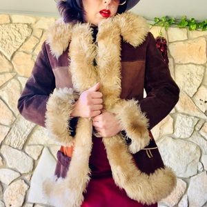 1960s vintage suede and faux fur “penny lane” coat